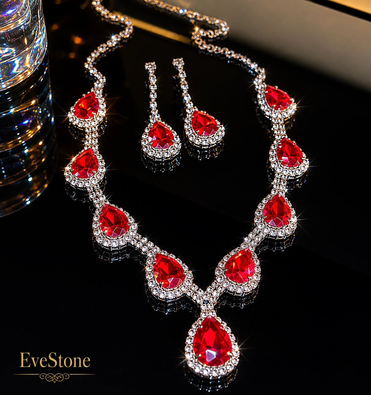 Crystal Jewelry Set, Bridal Necklace Earrings Set, Wedding Gift Women