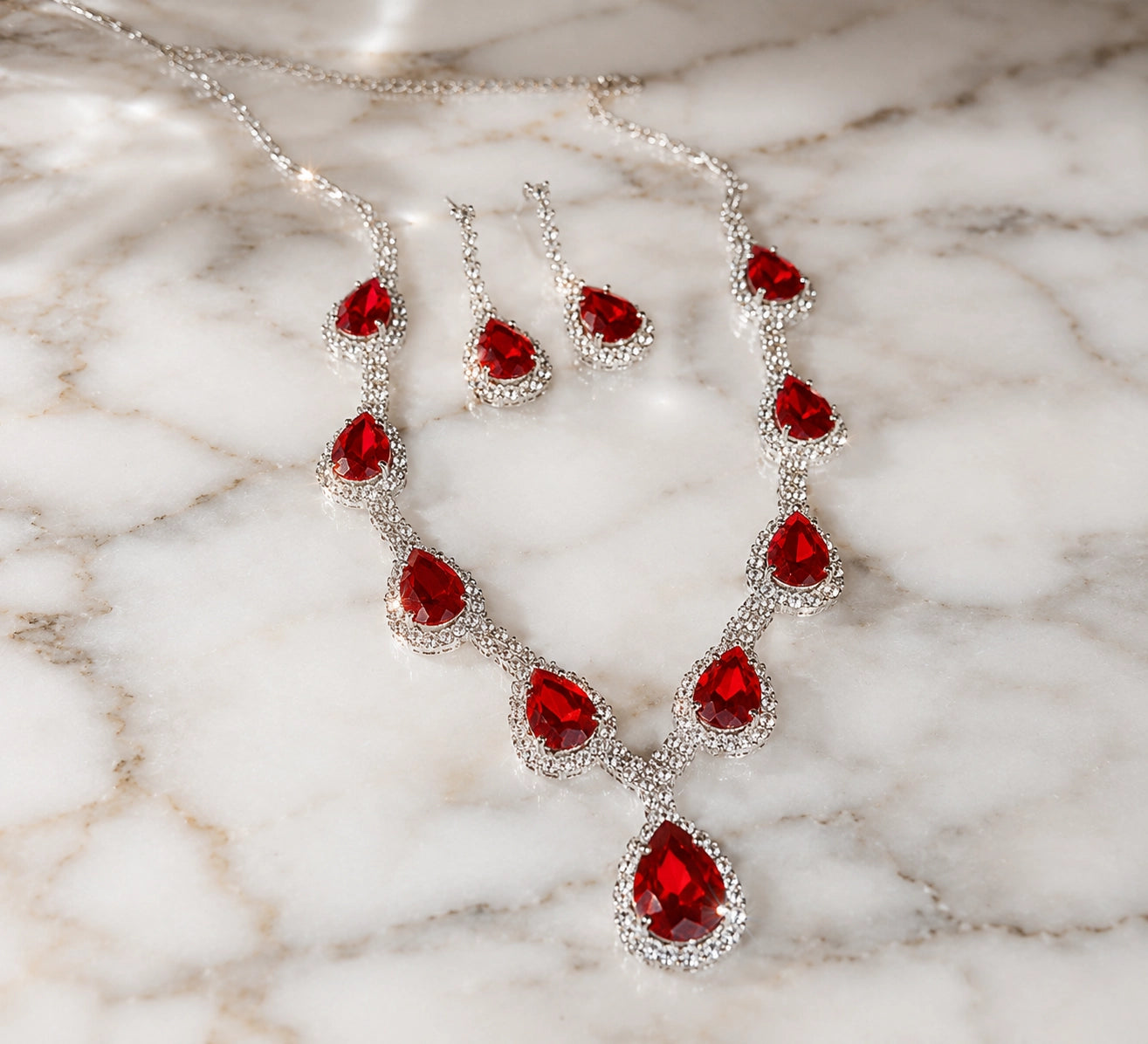 Crystal Jewelry Set, Bridal Necklace Earrings Set, Wedding Gift Women