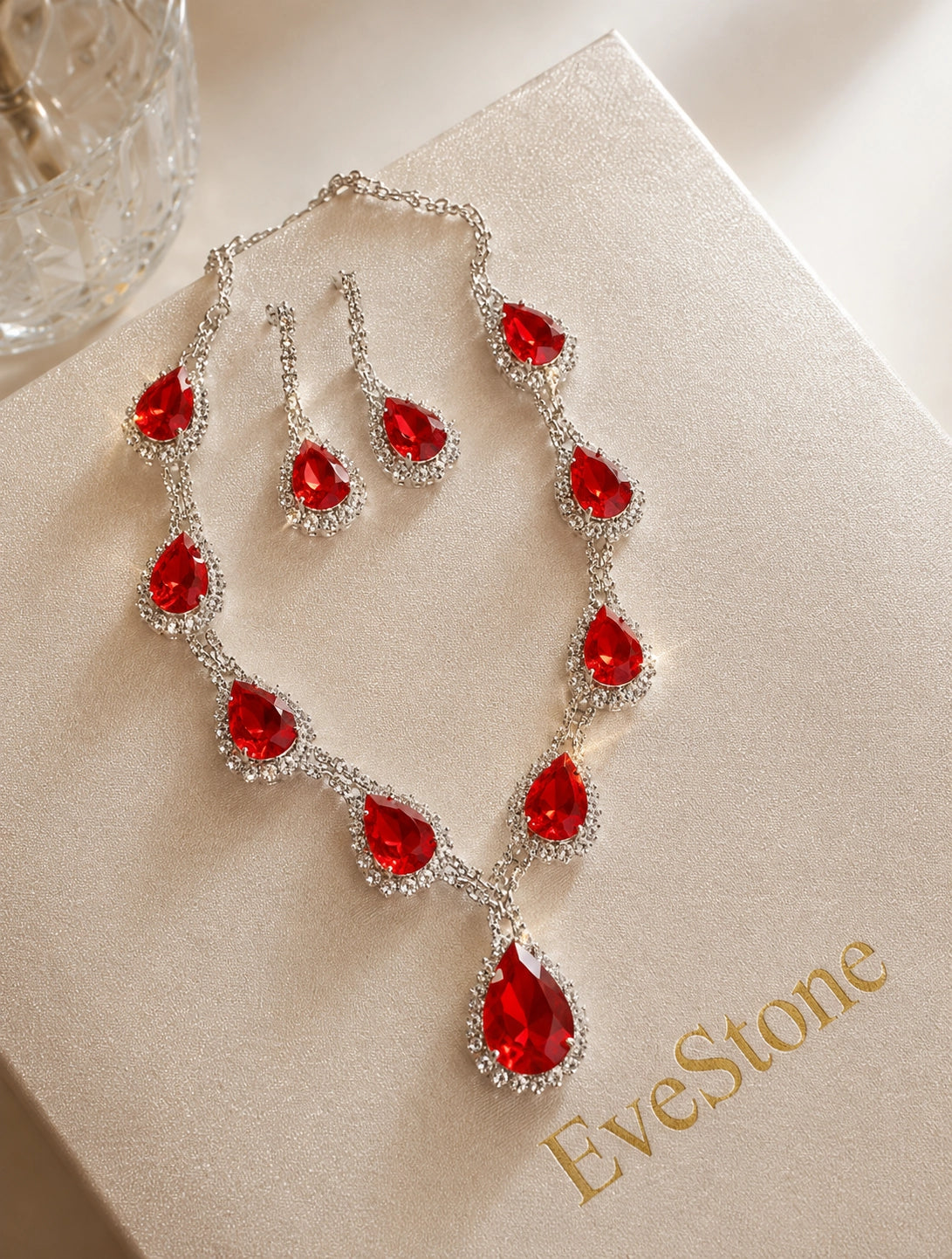 Crystal Jewelry Set, Bridal Necklace Earrings Set, Wedding Gift Women