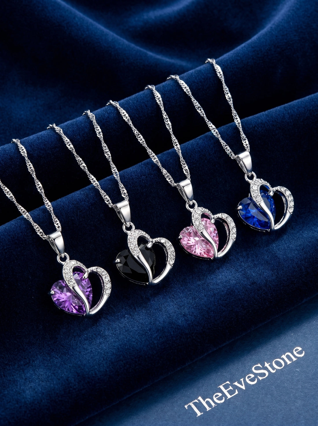 Heart Crystal Necklace Set, Gift for Women