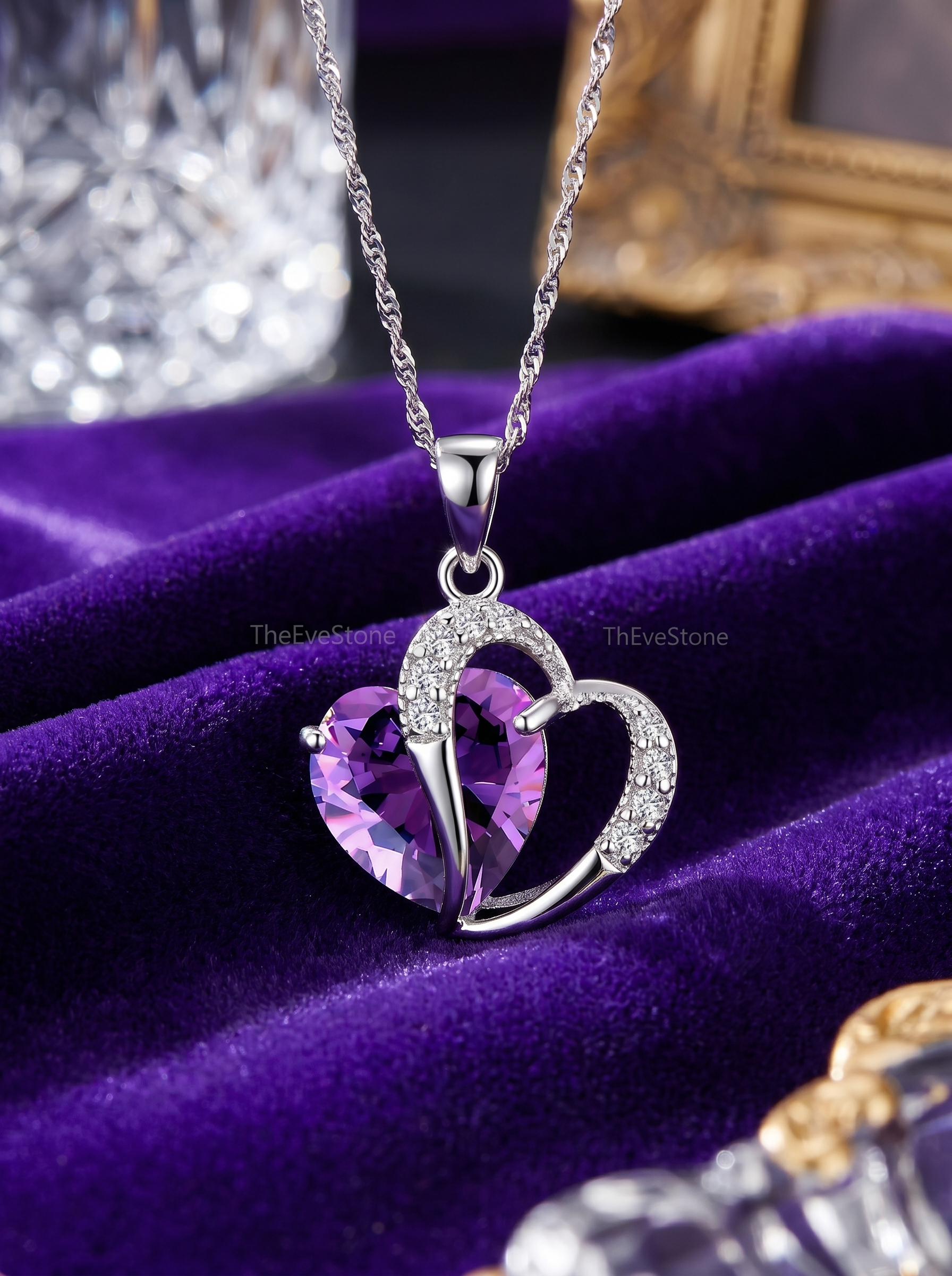Heart Crystal Necklace Set, Gift for Women