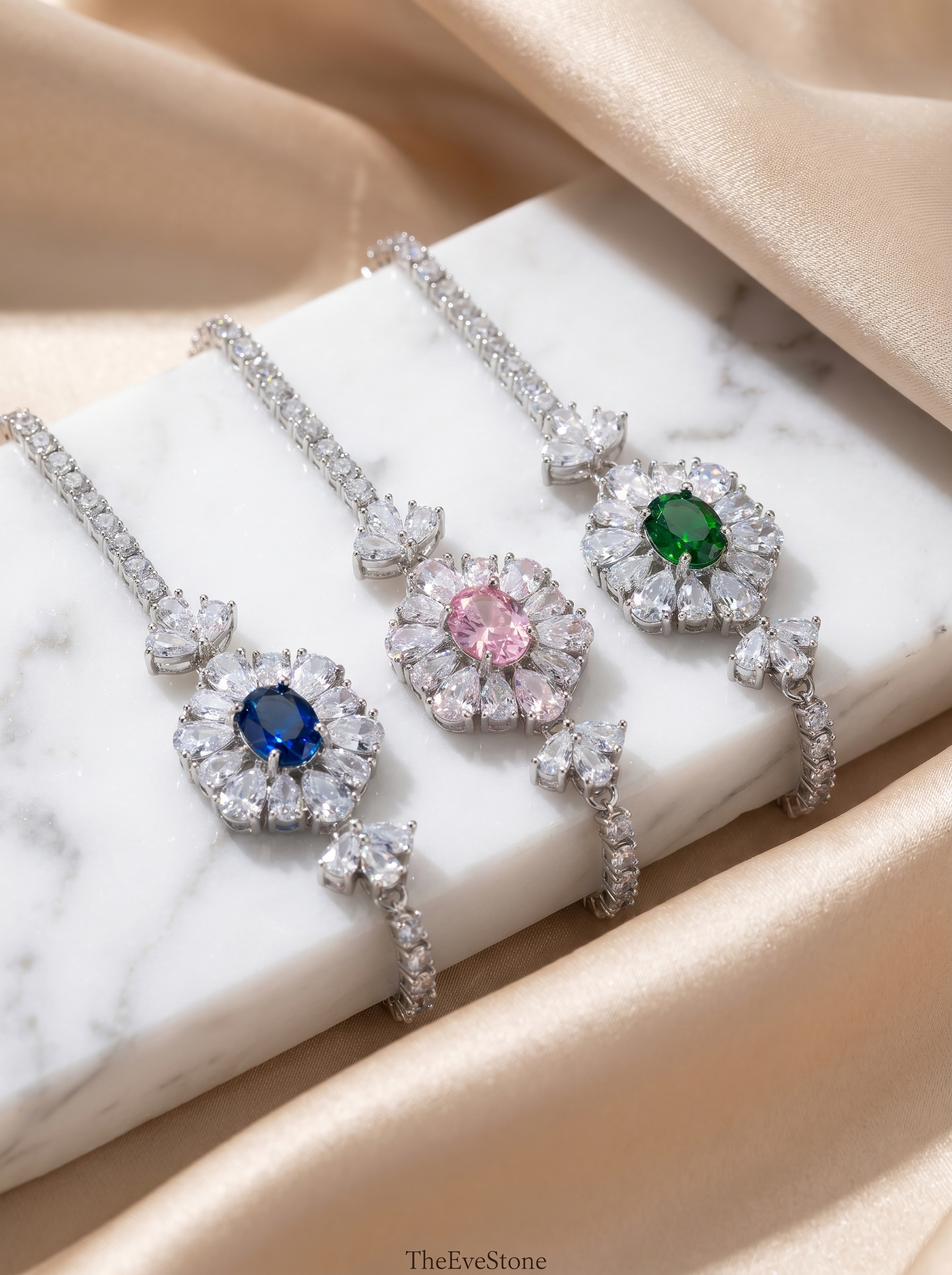 Crystal Bracelet Set, Floral Bracelet, Bridesmaid Jewelry Gift for Women