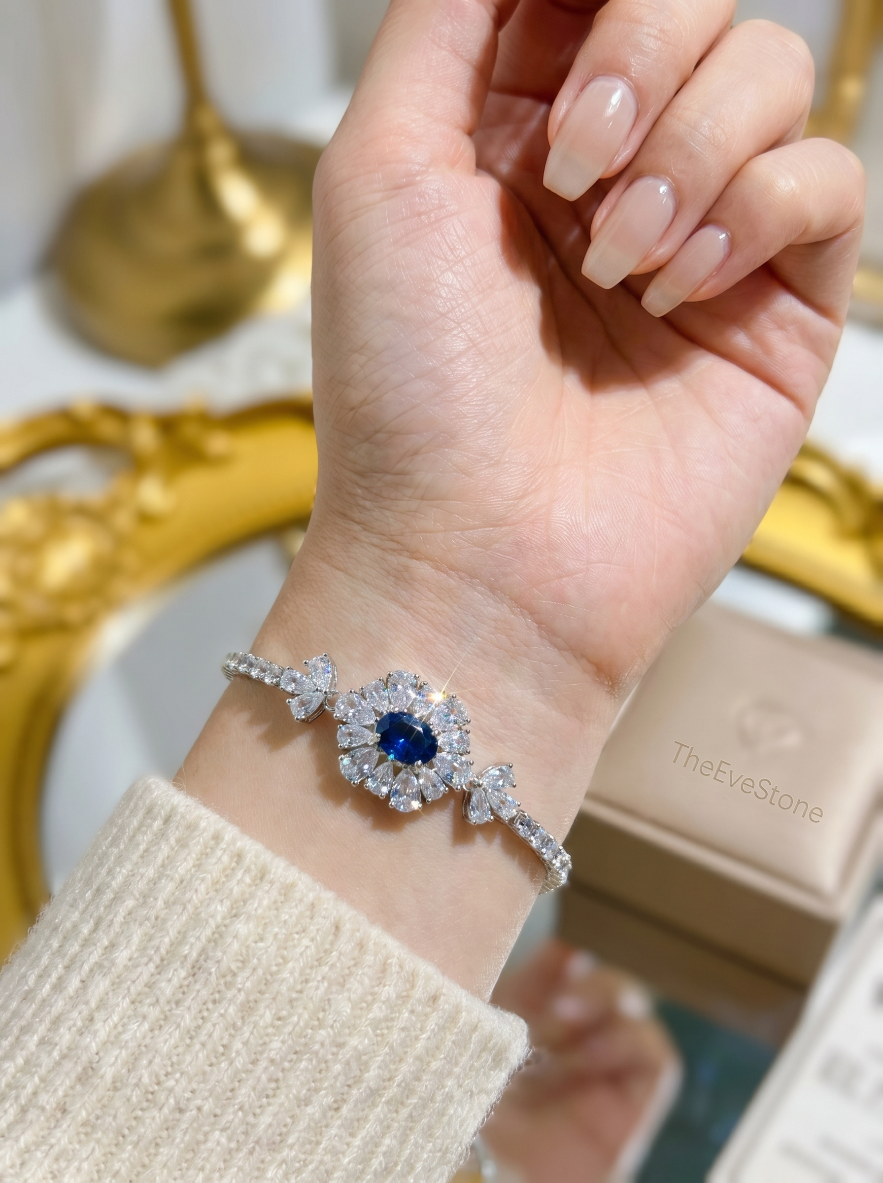 Crystal Bracelet Set, Floral Bracelet, Bridesmaid Jewelry Gift for Women