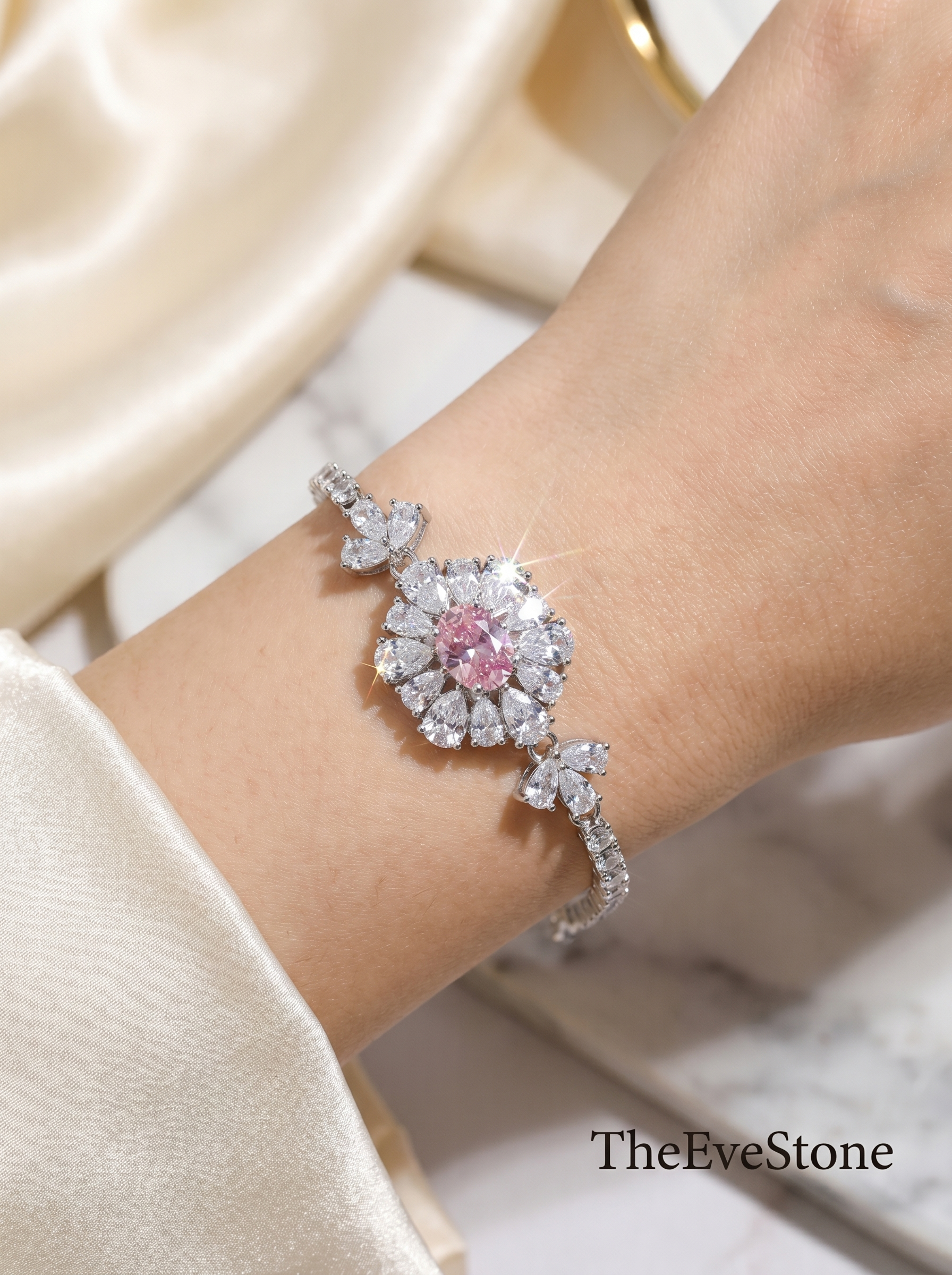 Crystal Bracelet Set, Floral Bracelet, Bridesmaid Jewelry Gift for Women
