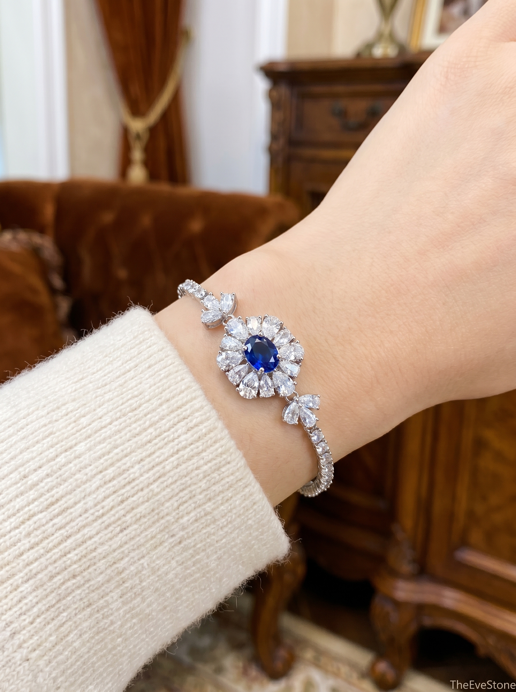 Crystal Bracelet Set, Floral Bracelet, Bridesmaid Jewelry Gift for Women