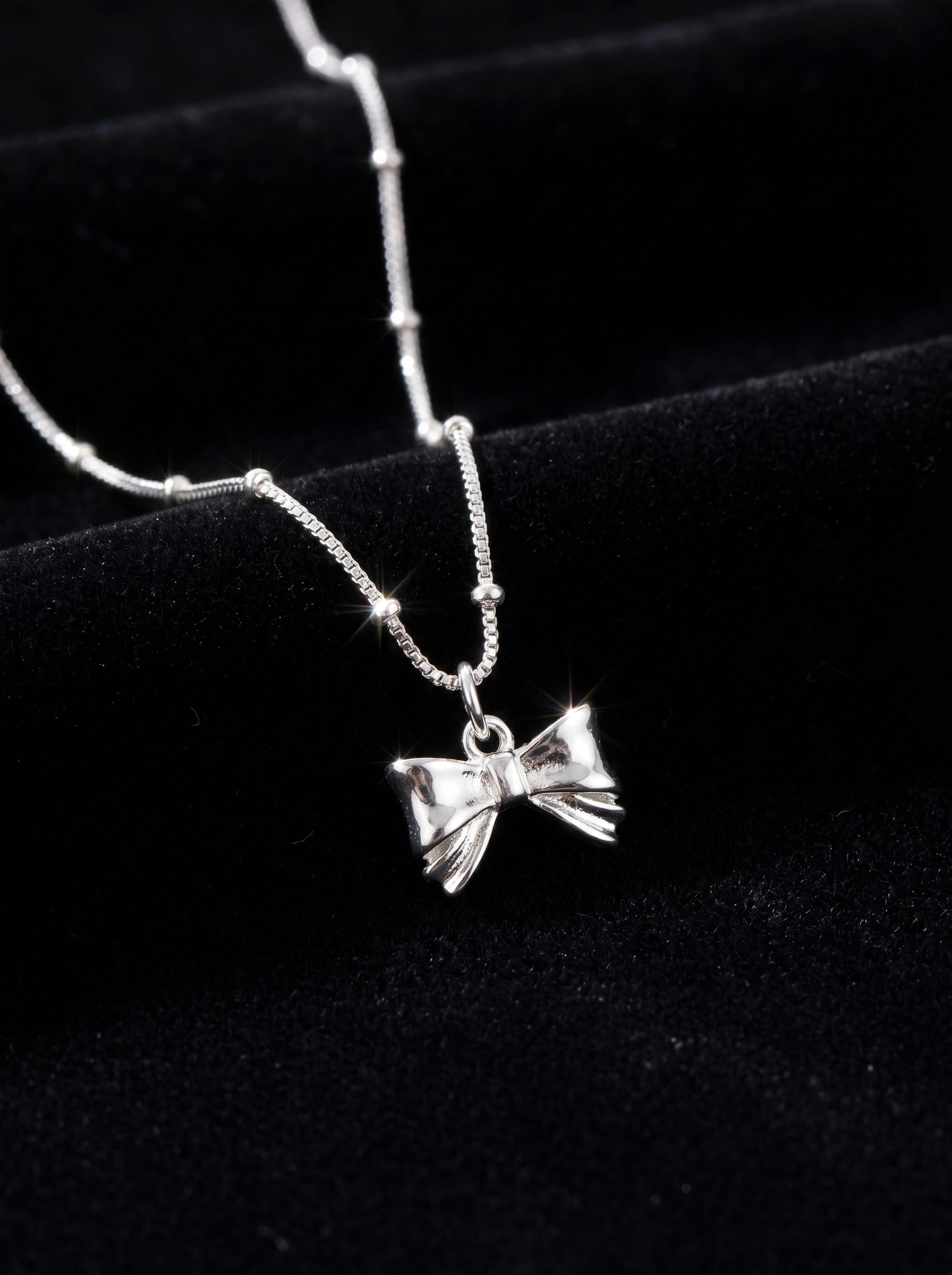 Silver Bow Necklace for Women | Dainty Bow Pendant Necklace | Minimalist Jewelry Gift for Her | Cute Everyday Necklace