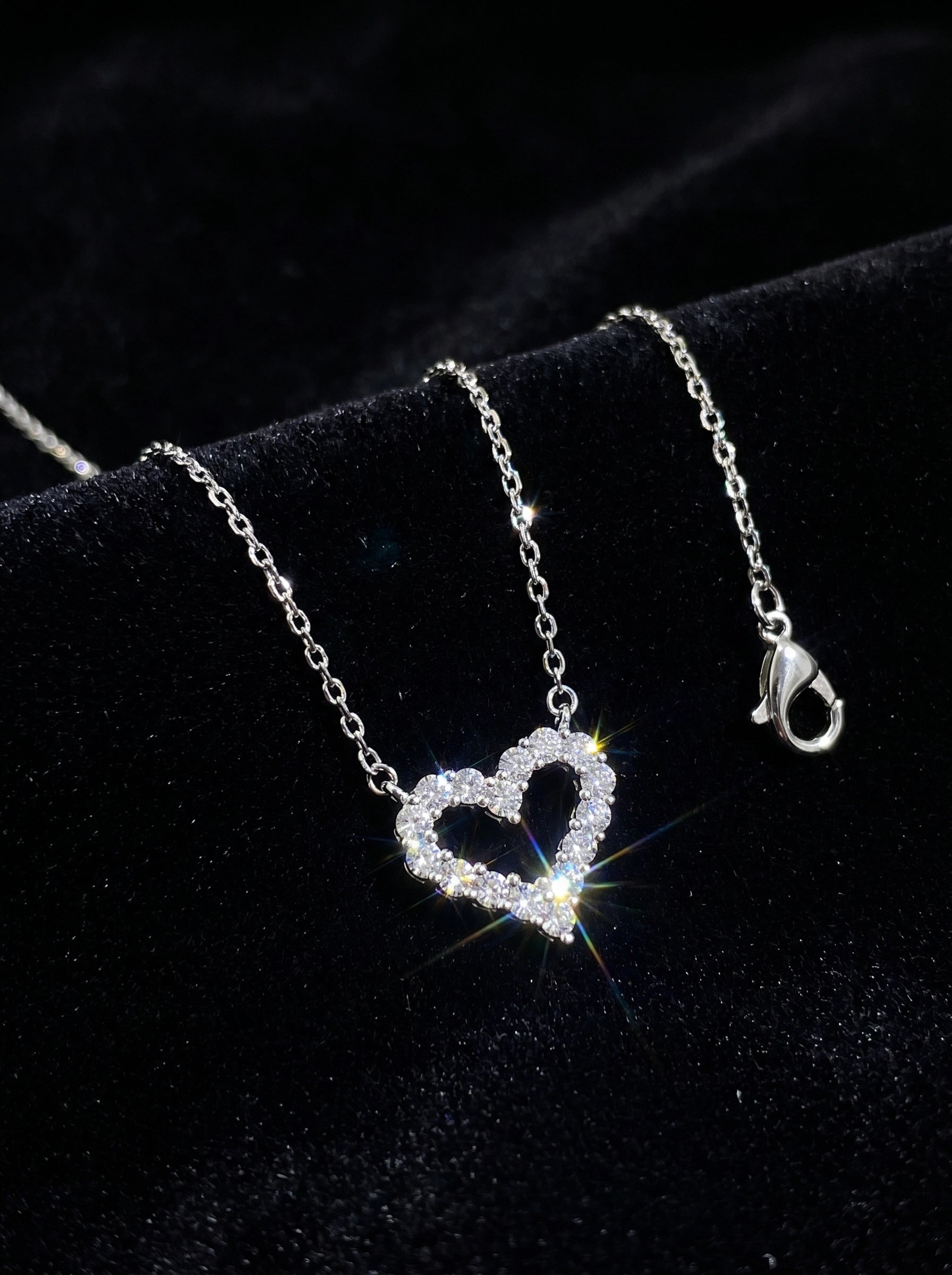Sparkling Open Heart Necklace for Women | Cubic Zirconia Heart Pendant Necklace | Silver Dainty Jewelry Gift for Her