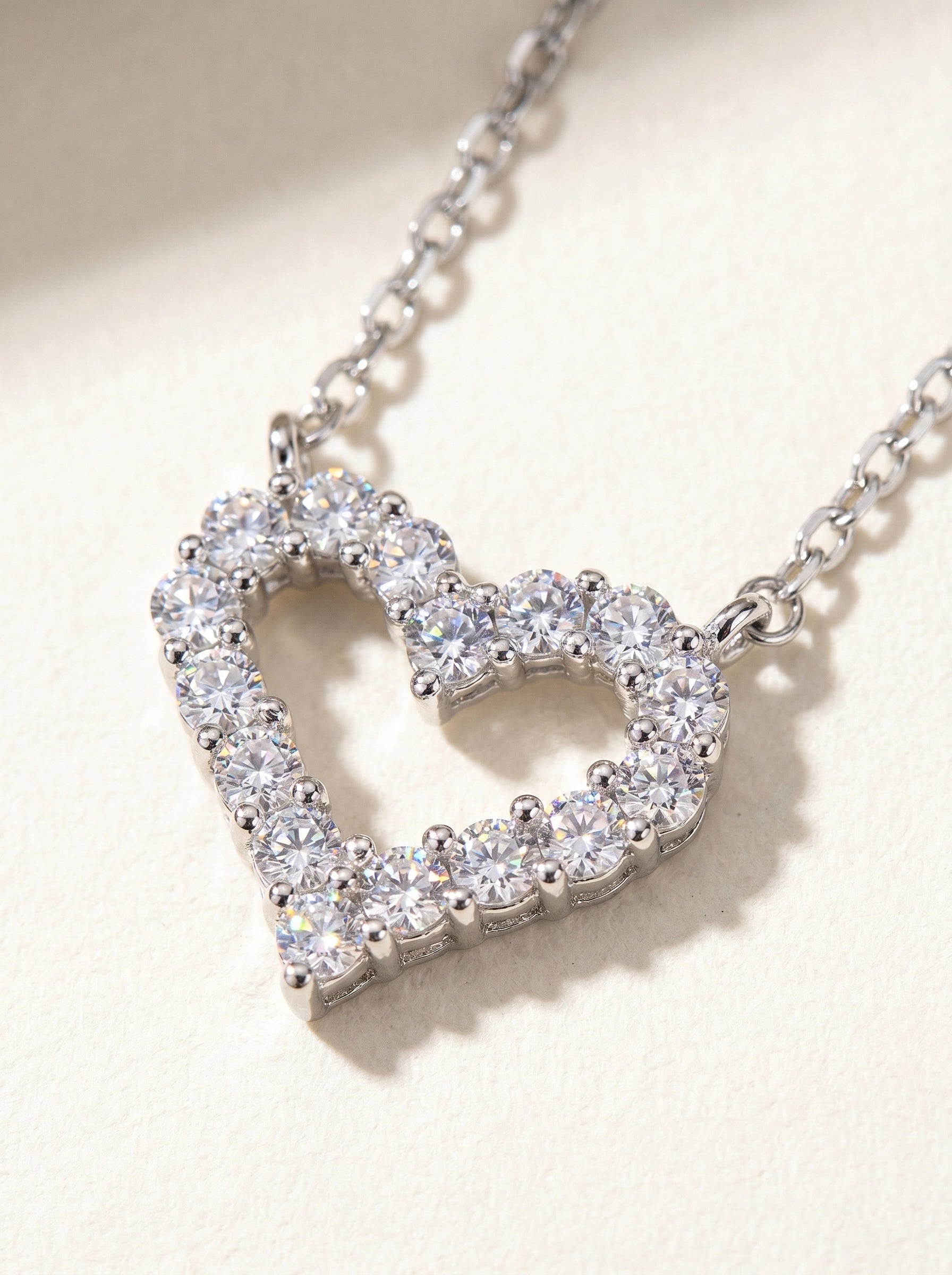 Sparkling Open Heart Necklace for Women | Cubic Zirconia Heart Pendant Necklace | Silver Dainty Jewelry Gift for Her