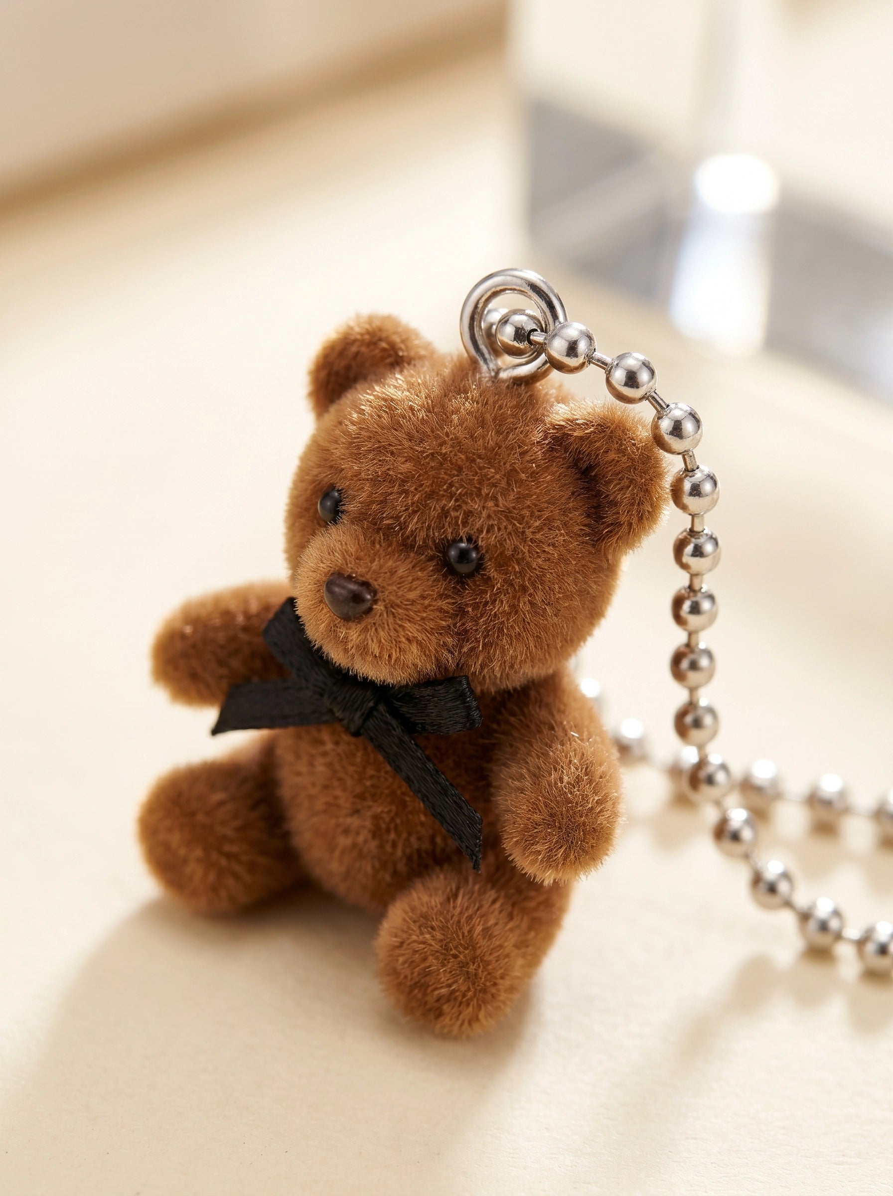 Cute Teddy Bear Pendant Necklace for Women & Girls – Plush Bear Charm Necklace, Kawaii Aesthetic Jewelry, Silver Beaded Chain, Gift for Her