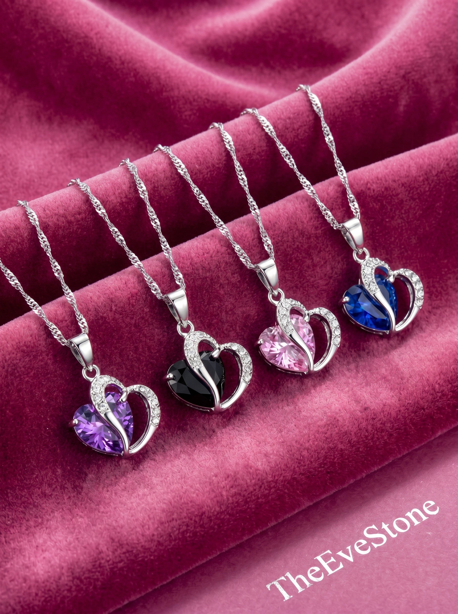 Heart Crystal Necklace Set, Gift for Women