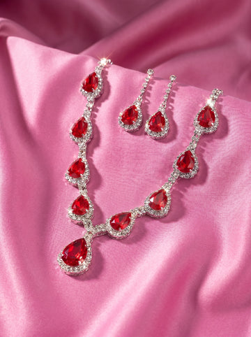 Crystal Jewelry Set, Bridal Necklace Earrings Set, Wedding Gift Women