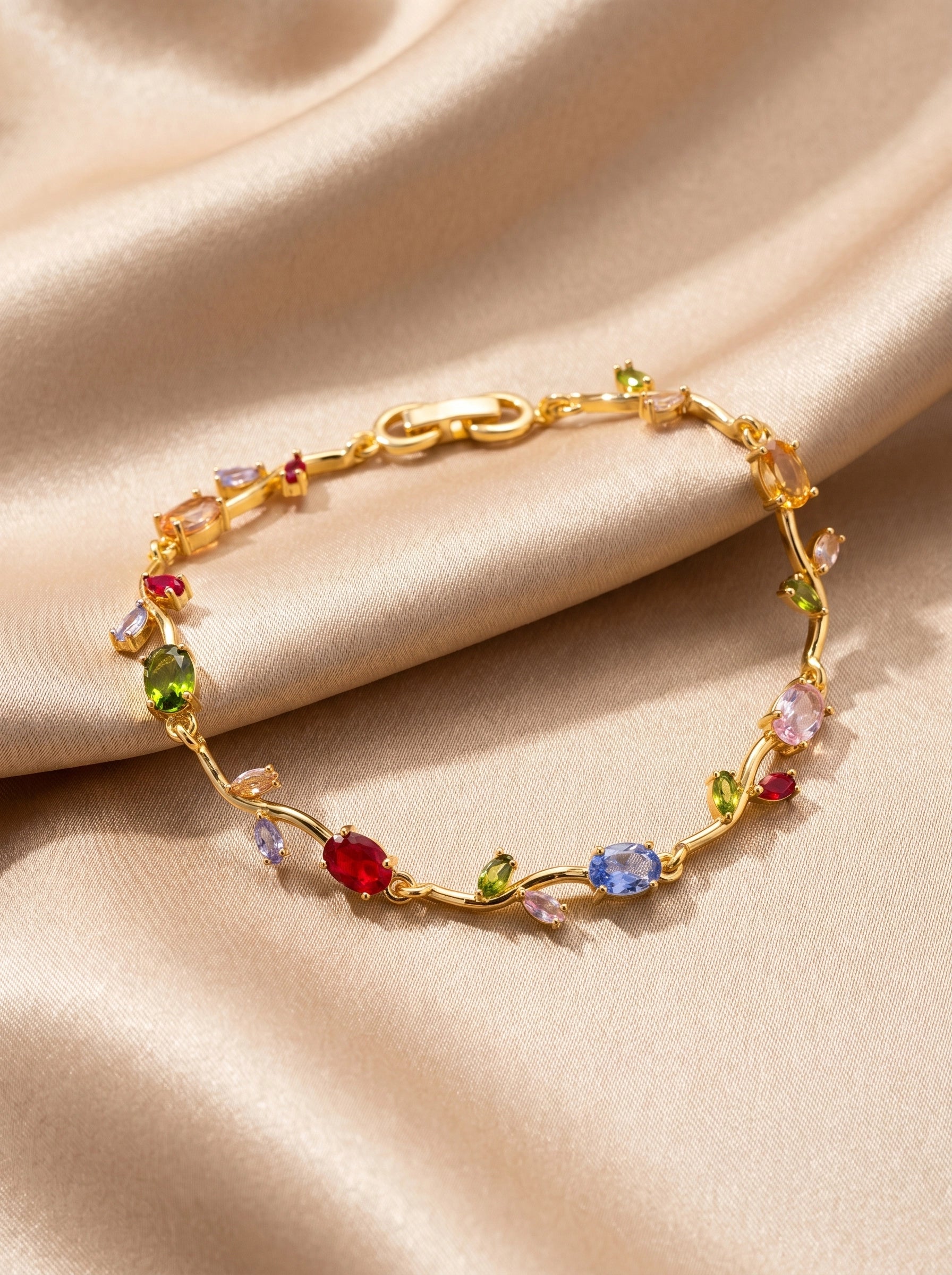 Tulip Crystal Bracelet | Floral Bracelet Available in Pink, Blue, Green, White & Multicolor