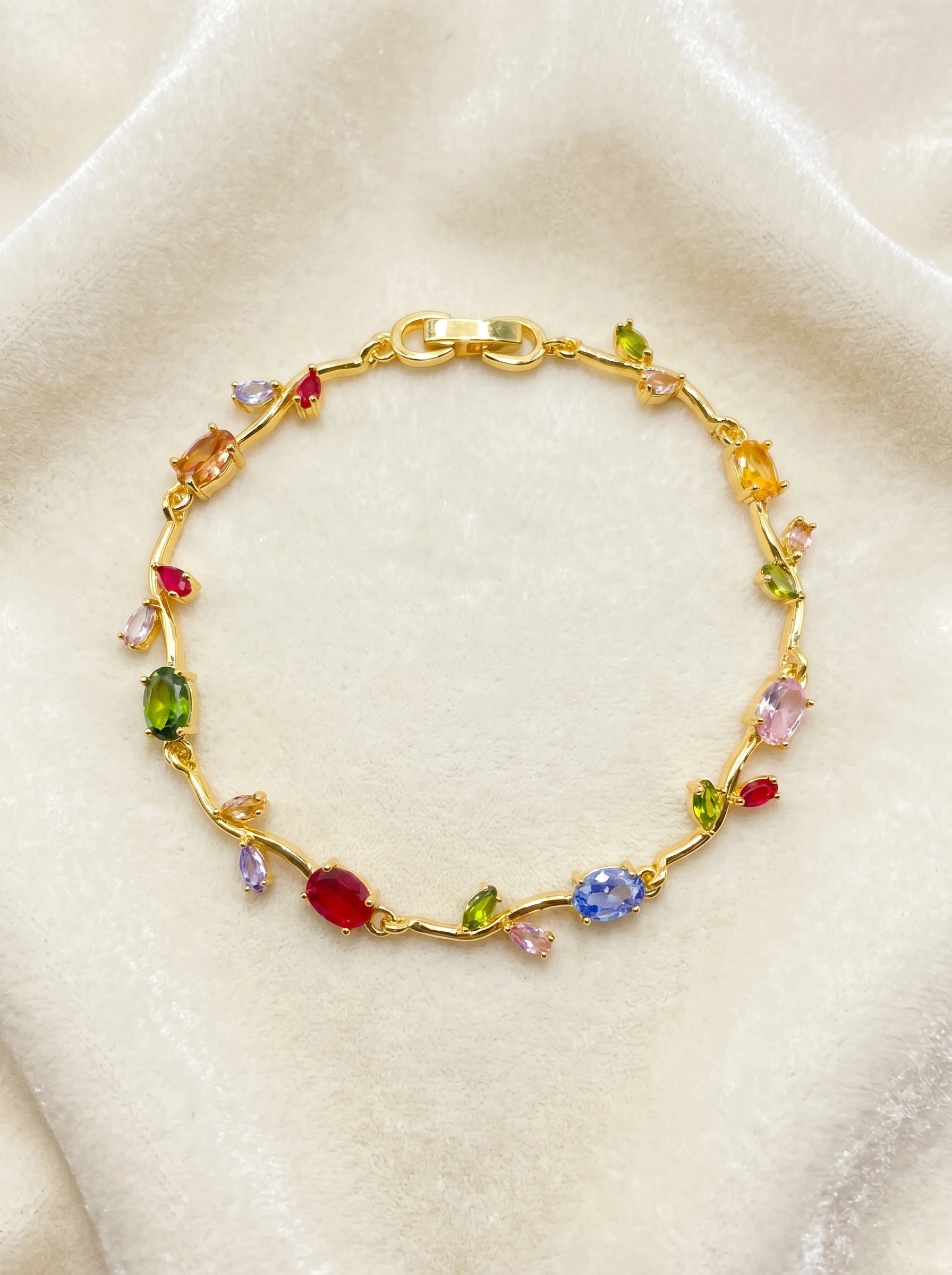 Tulip Crystal Bracelet | Floral Bracelet Available in Pink, Blue, Green, White & Multicolor