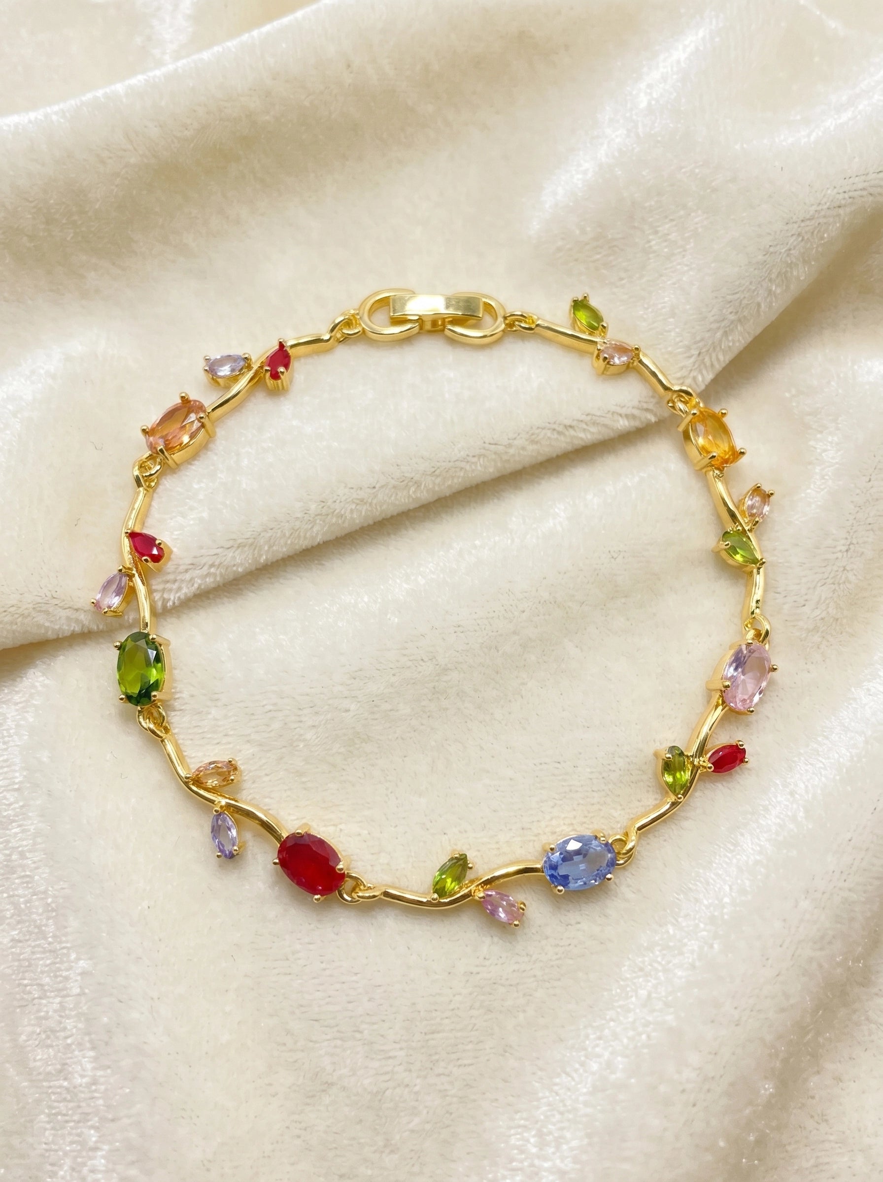 Tulip Crystal Bracelet | Floral Bracelet Available in Pink, Blue, Green, White & Multicolor