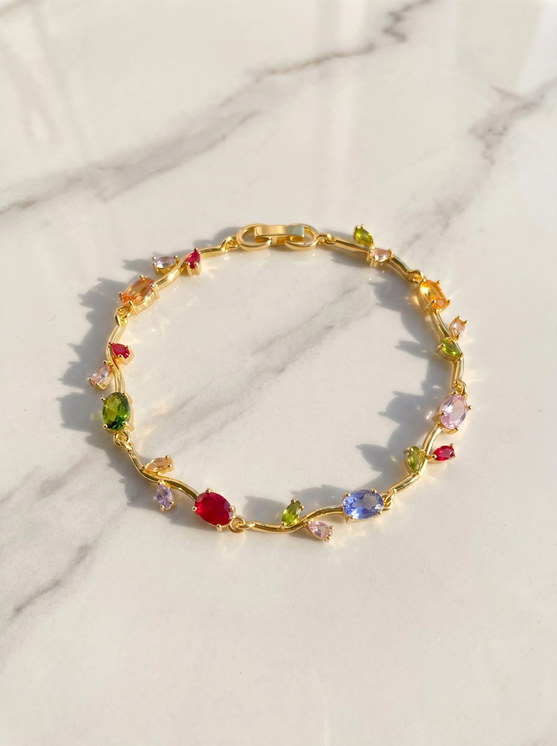 Tulip Crystal Bracelet | Floral Bracelet Available in Pink, Blue, Green, White & Multicolor