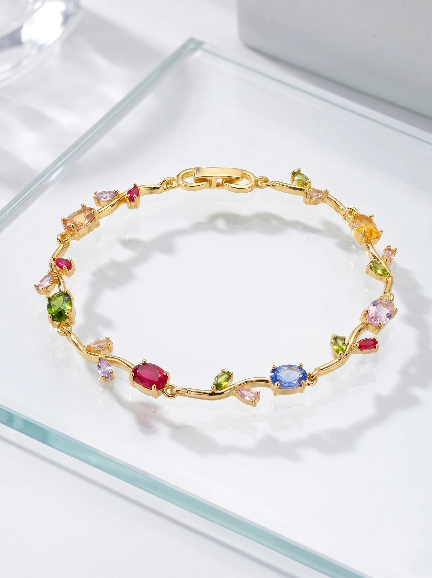 Tulip Crystal Bracelet | Floral Bracelet Available in Pink, Blue, Green, White & Multicolor