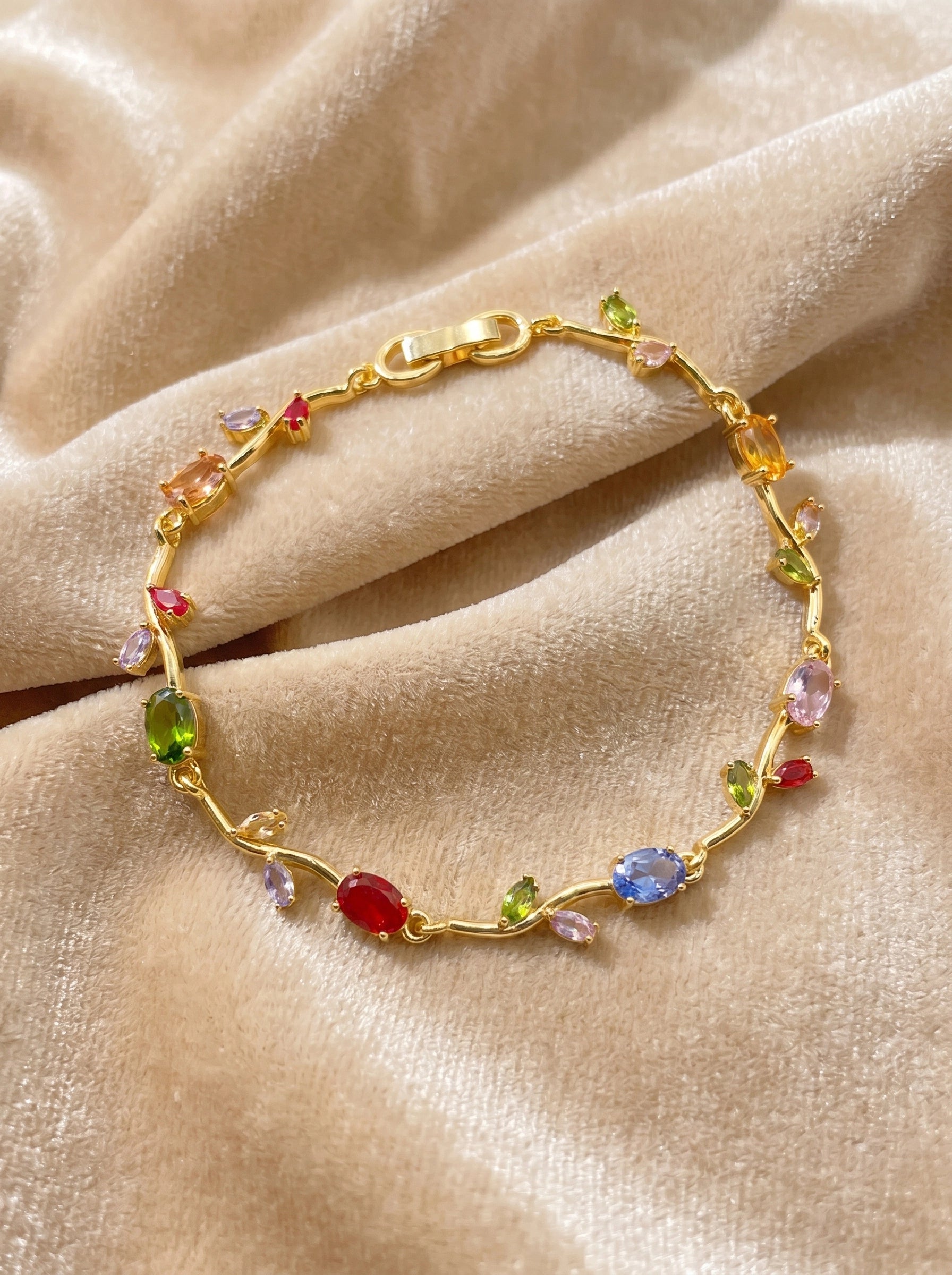 Tulip Crystal Bracelet | Floral Bracelet Available in Pink, Blue, Green, White & Multicolor