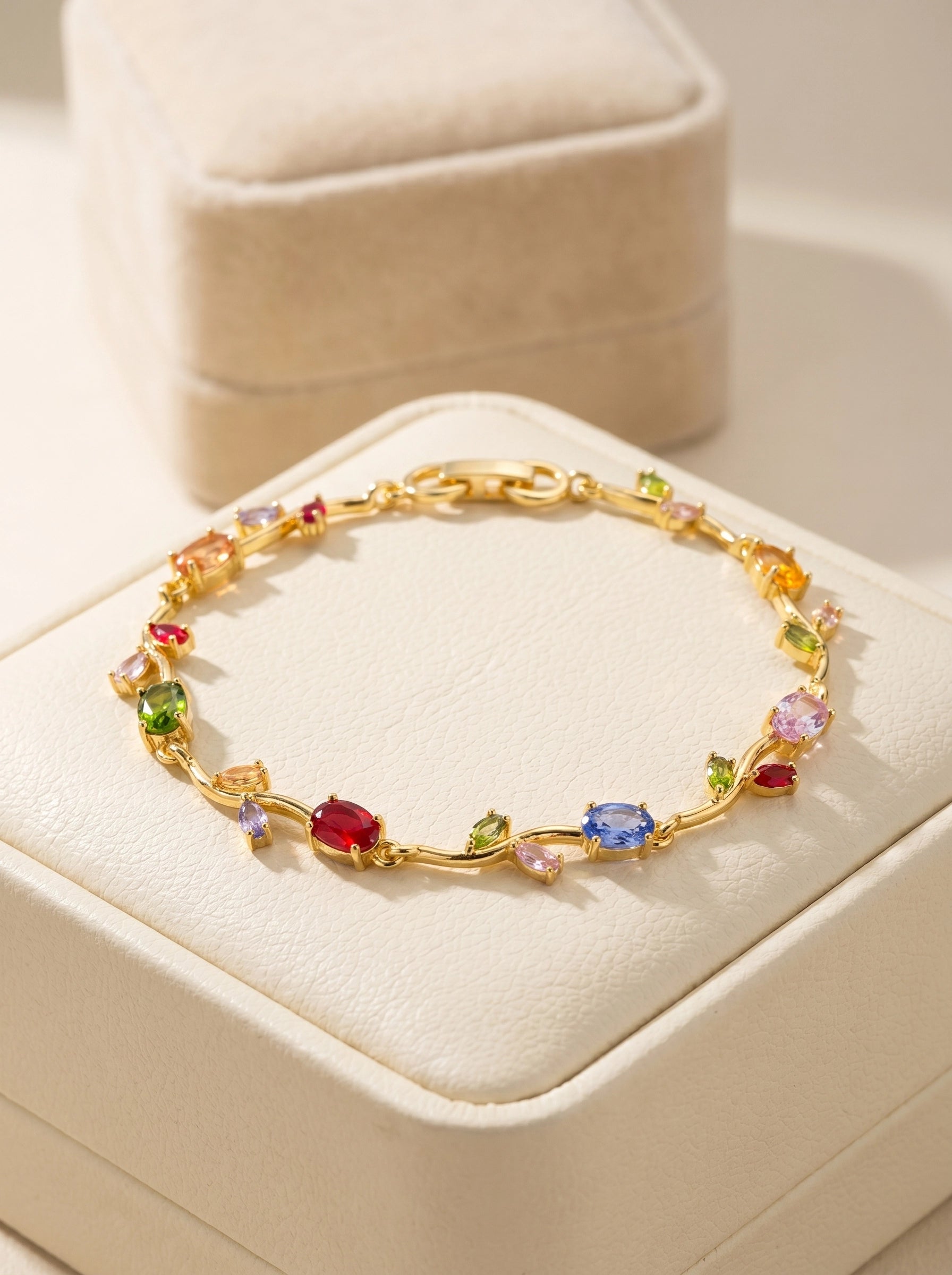 Tulip Crystal Bracelet | Floral Bracelet Available in Pink, Blue, Green, White & Multicolor