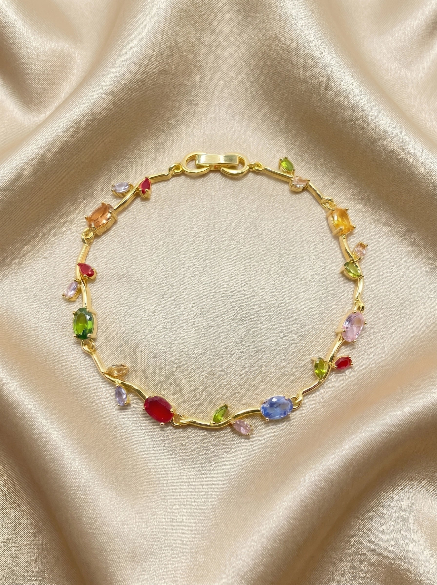 Tulip Crystal Bracelet | Floral Bracelet Available in Pink, Blue, Green, White & Multicolor