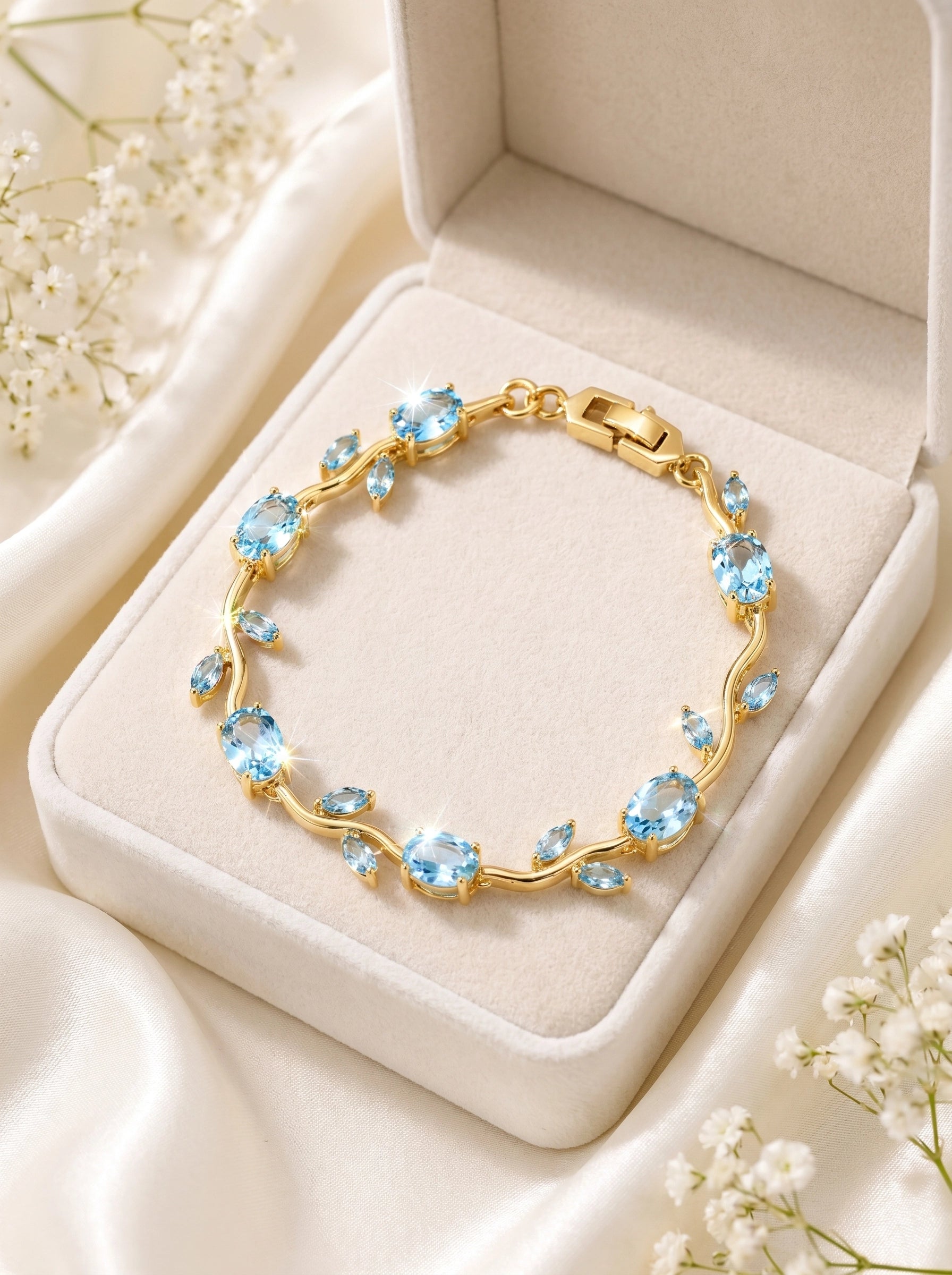 Tulip Crystal Bracelet | Floral Bracelet Available in Pink, Blue, Green, White & Multicolor