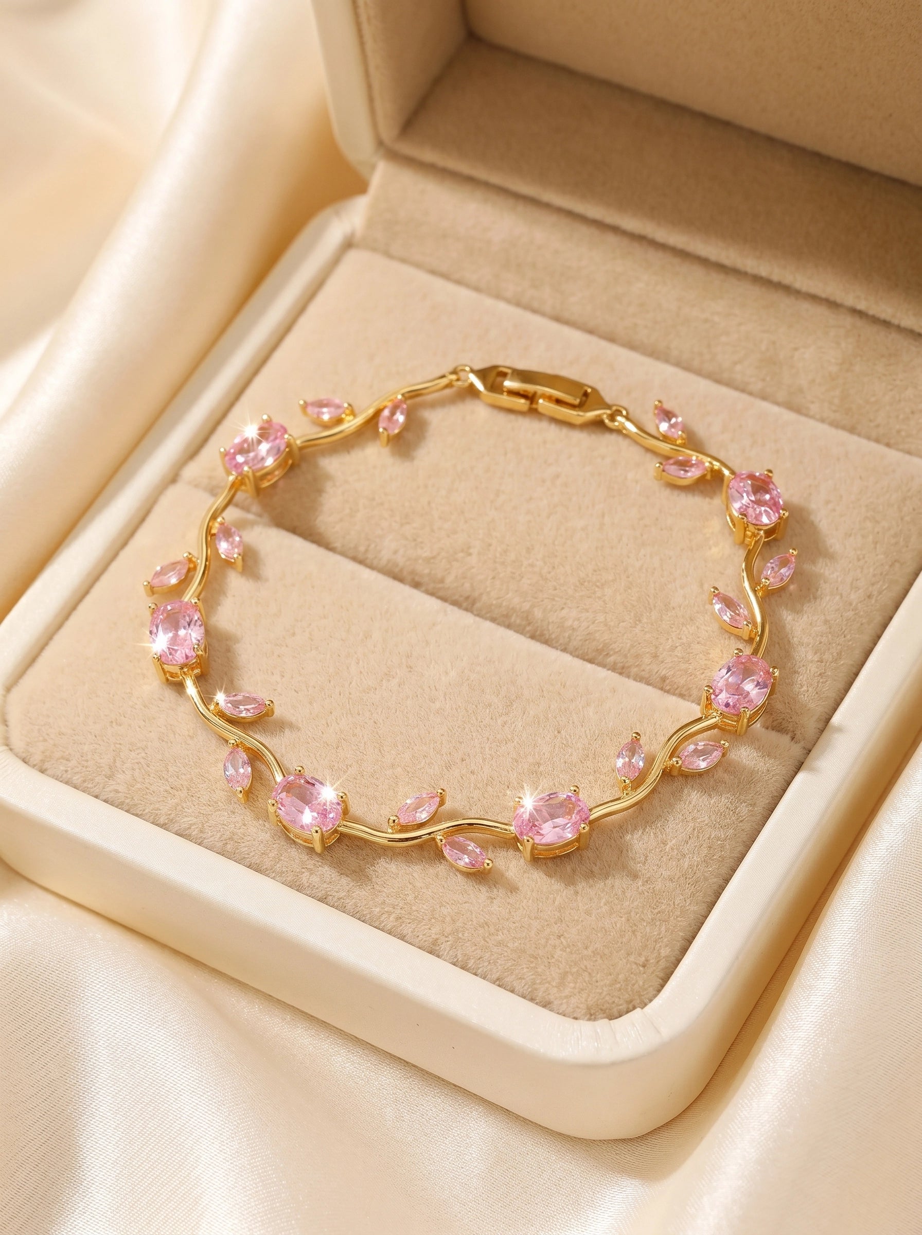Tulip Crystal Bracelet | Floral Bracelet Available in Pink, Blue, Green, White & Multicolor