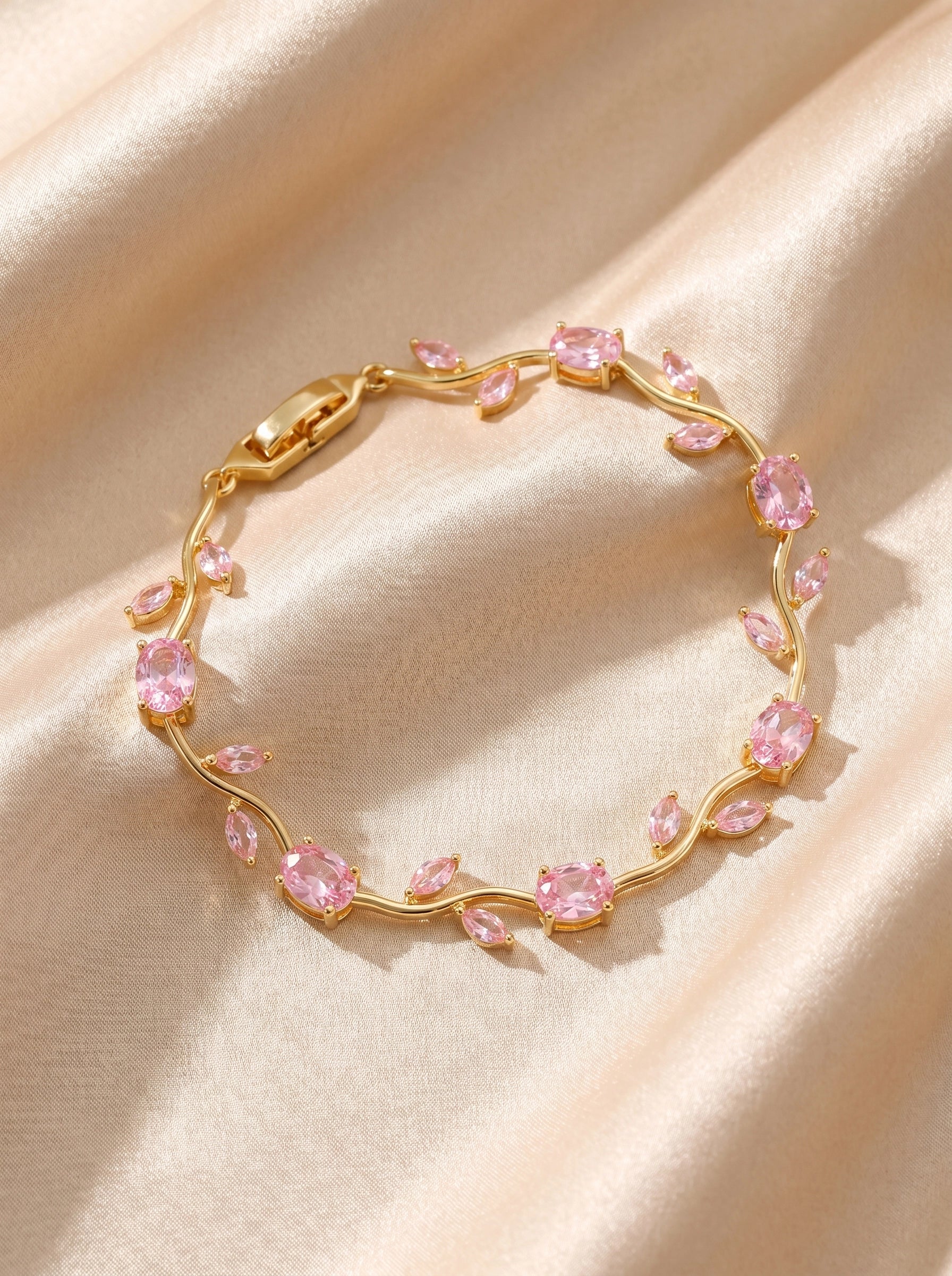 Tulip Crystal Bracelet | Floral Bracelet Available in Pink, Blue, Green, White & Multicolor
