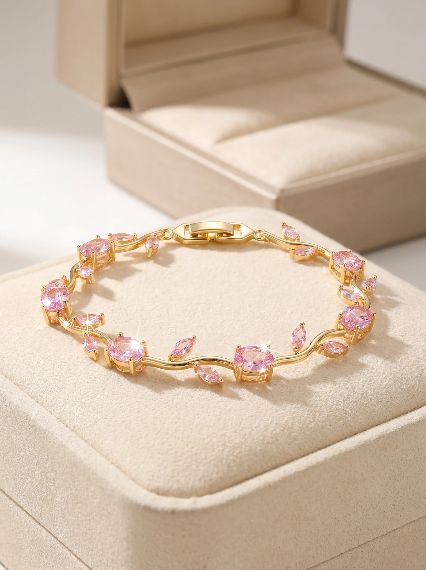 Tulip Crystal Bracelet | Floral Bracelet Available in Pink, Blue, Green, White & Multicolor