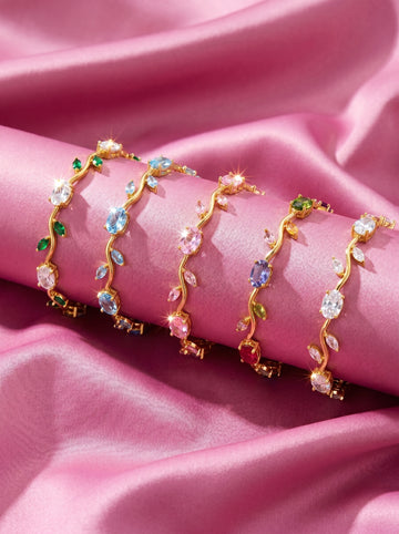 Tulip Crystal Bracelet | Floral Bracelet Available in Pink, Blue, Green, White & Multicolor