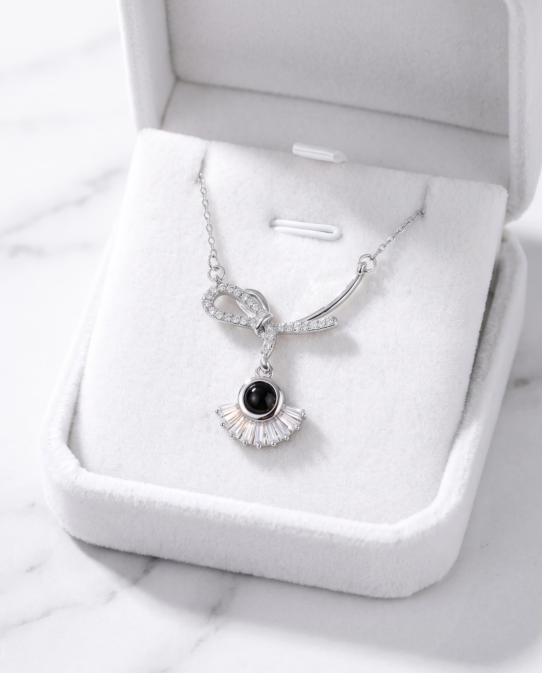 Infinity Bow Crystal Necklace for Women | Available in Silver, Blue & Black | Elegant Pendant Necklace | Gift for Her | EveStone