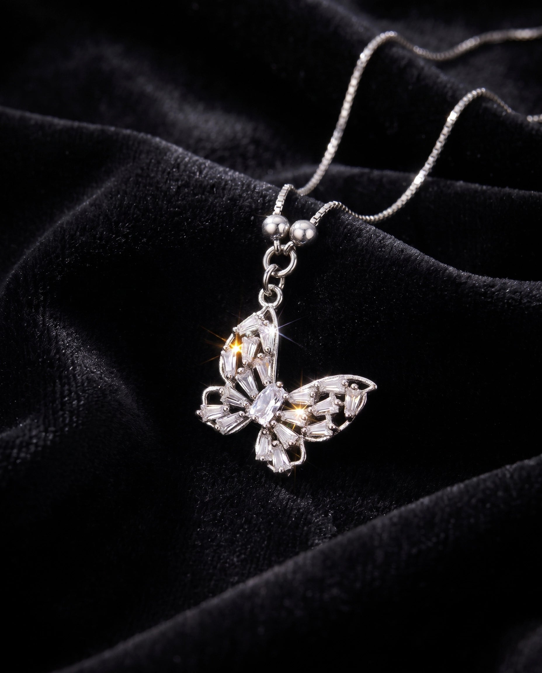 Butterfly Crystal Pendant Necklace for Women | Silver Butterfly Necklace | White & Blue Crystal Variants | Elegant Butterfly Jewelry | Gift for Her | EveStone