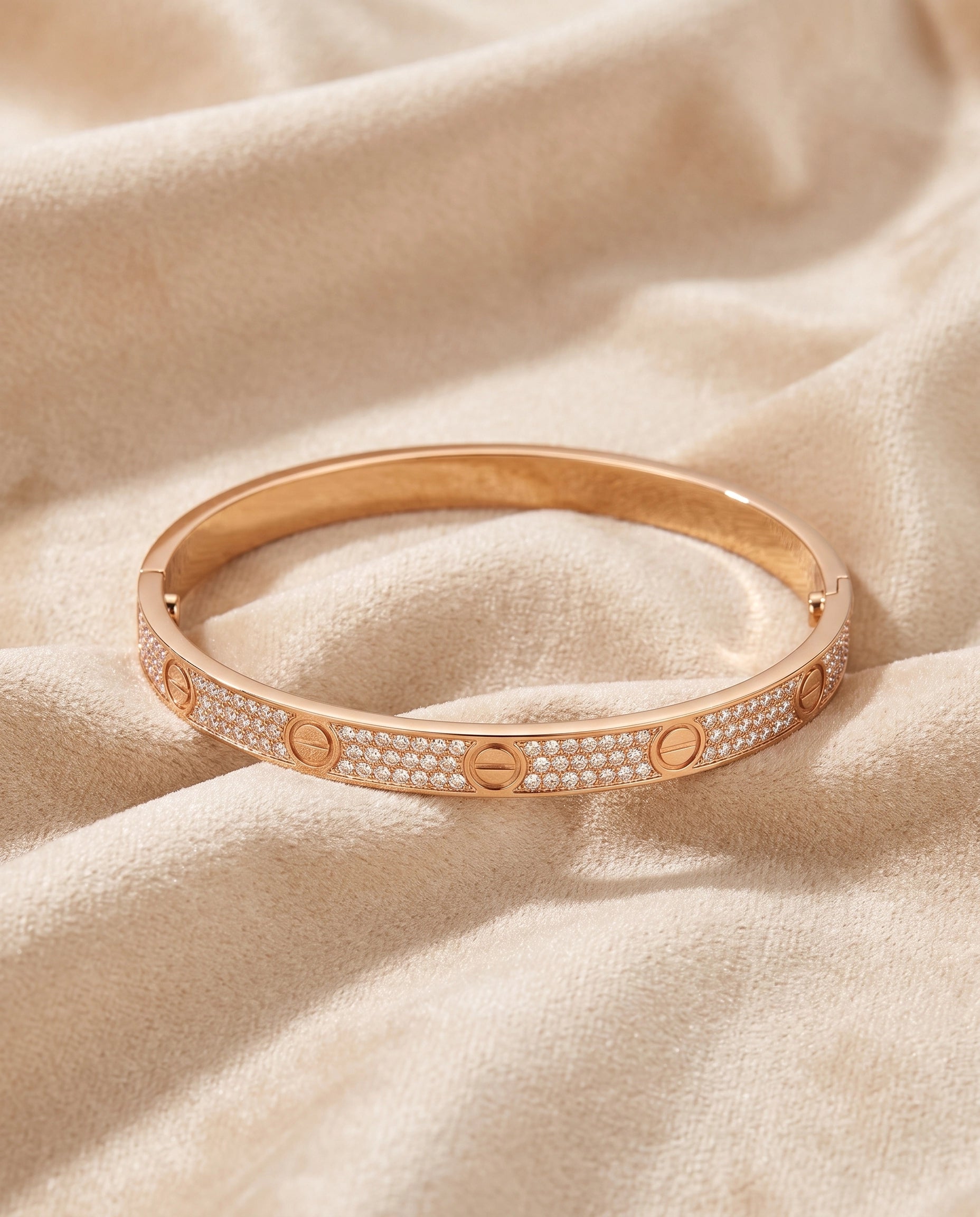 Luxury Rose Gold Crystal Bangle Bracelet for Women | Elegant Designer Cuff Bracelet | Sparkling Fashion Bracelet | Premium Gift for Her | EveStone