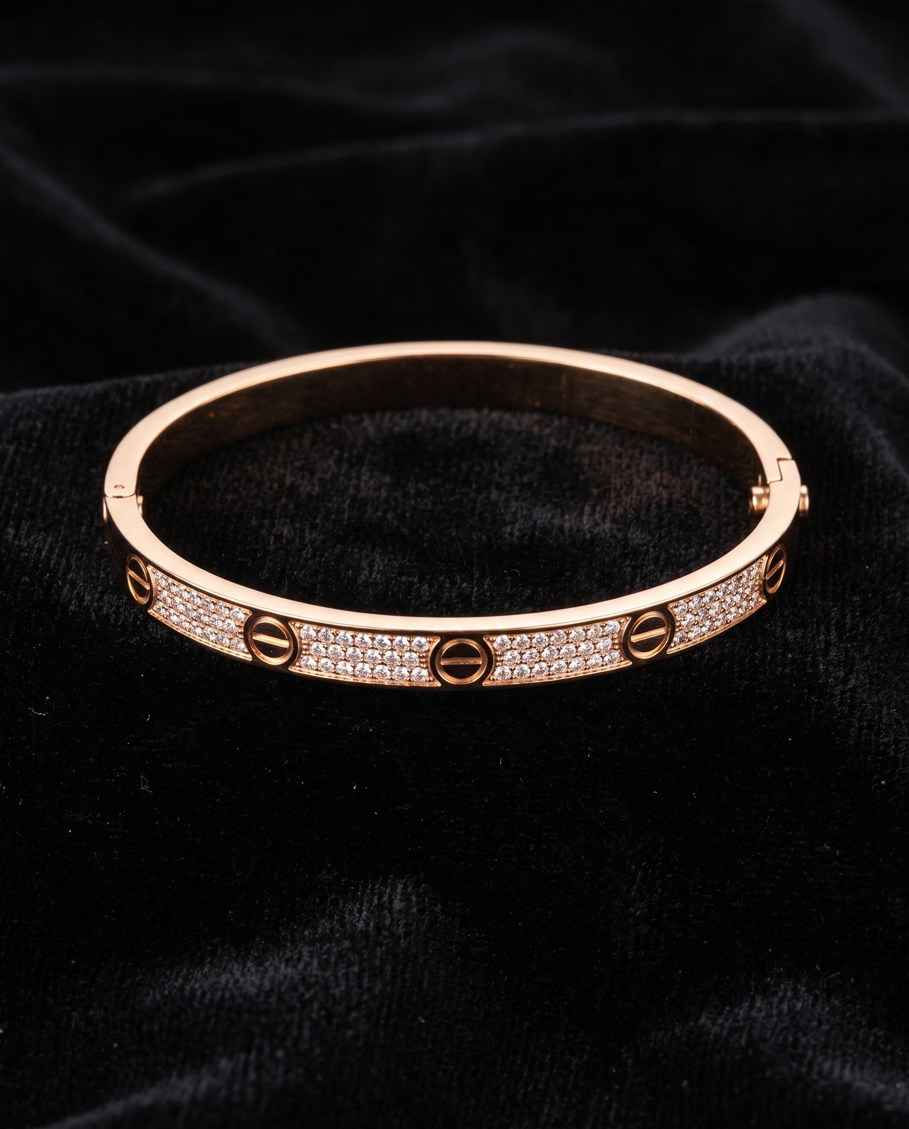 Luxury Rose Gold Crystal Bangle Bracelet for Women | Elegant Designer Cuff Bracelet | Sparkling Fashion Bracelet | Premium Gift for Her | EveStone