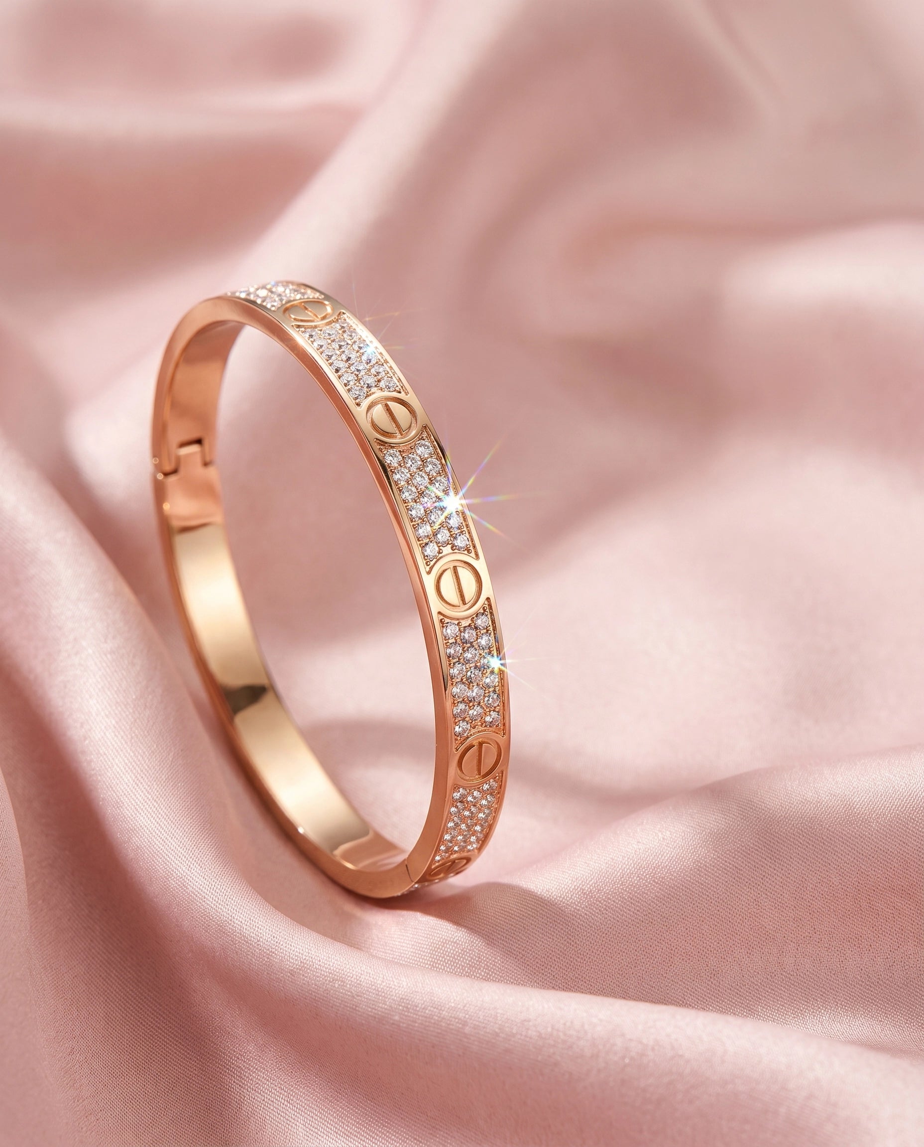Luxury Rose Gold Crystal Bangle Bracelet for Women | Elegant Designer Cuff Bracelet | Sparkling Fashion Bracelet | Premium Gift for Her | EveStone