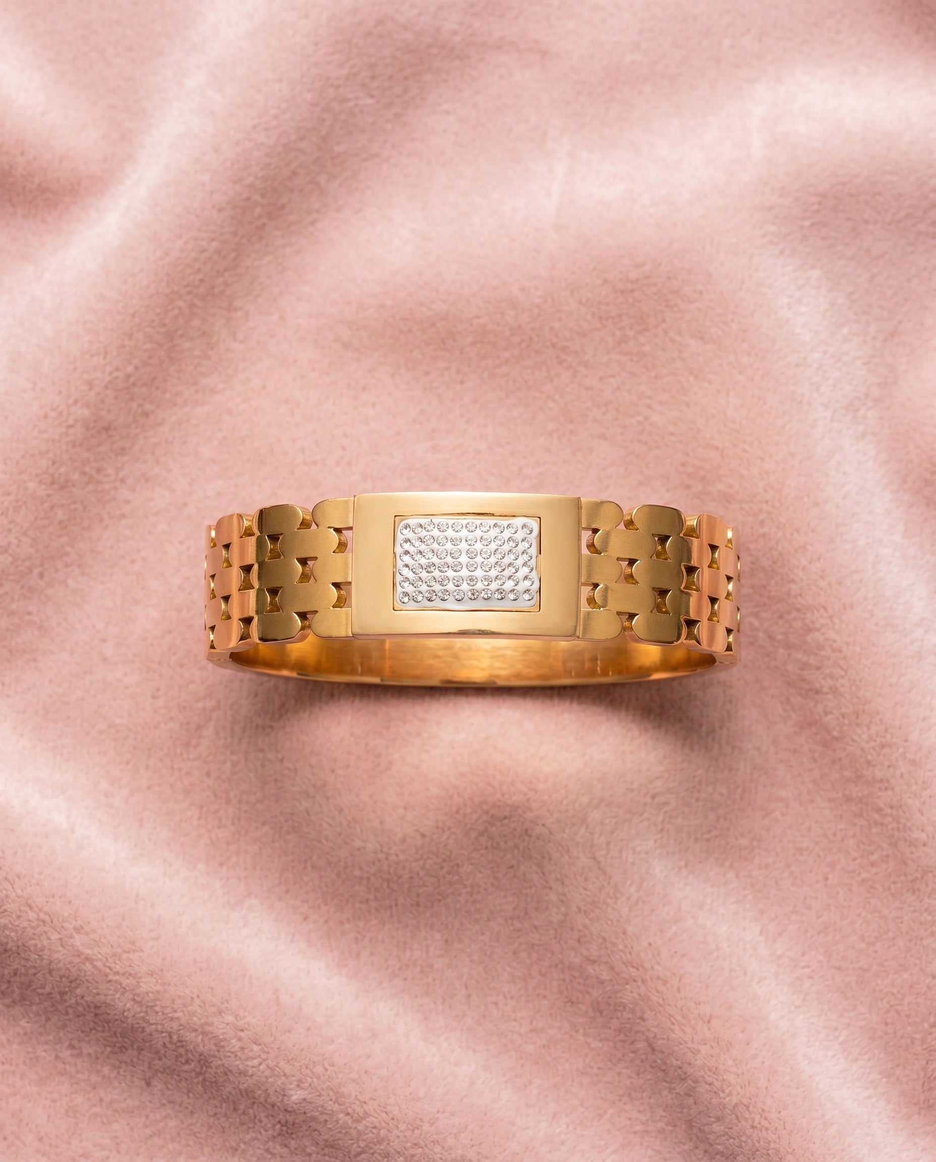 Luxury Gold Crystal Link Bracelet for Women | Premium Gold Bangle Bracelet | Elegant Statement Bracelet | Crystal Cuff Jewelry | Gift for Her | EveStone