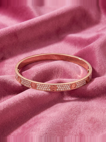 Luxury Rose Gold Crystal Bangle Bracelet for Women | Elegant Designer Cuff Bracelet | Sparkling Fashion Bracelet | Premium Gift for Her | EveStone