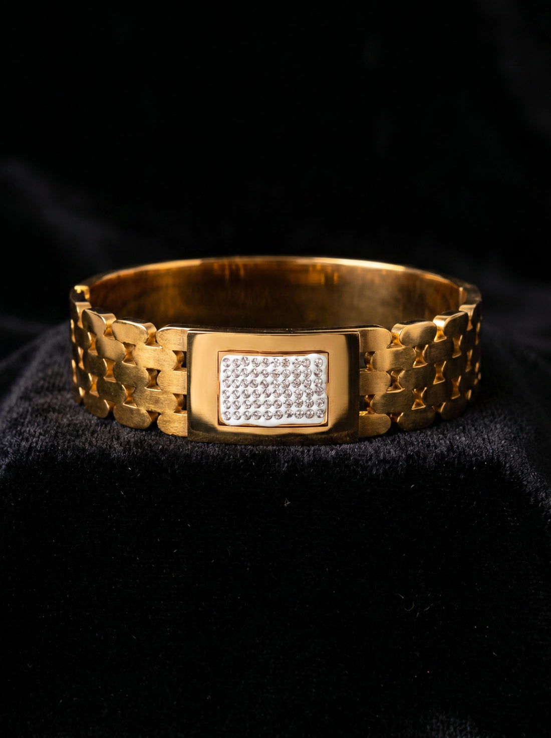 Luxury Gold Crystal Link Bracelet for Women | Premium Gold Bangle Bracelet | Elegant Statement Bracelet | Crystal Cuff Jewelry | Gift for Her | EveStone