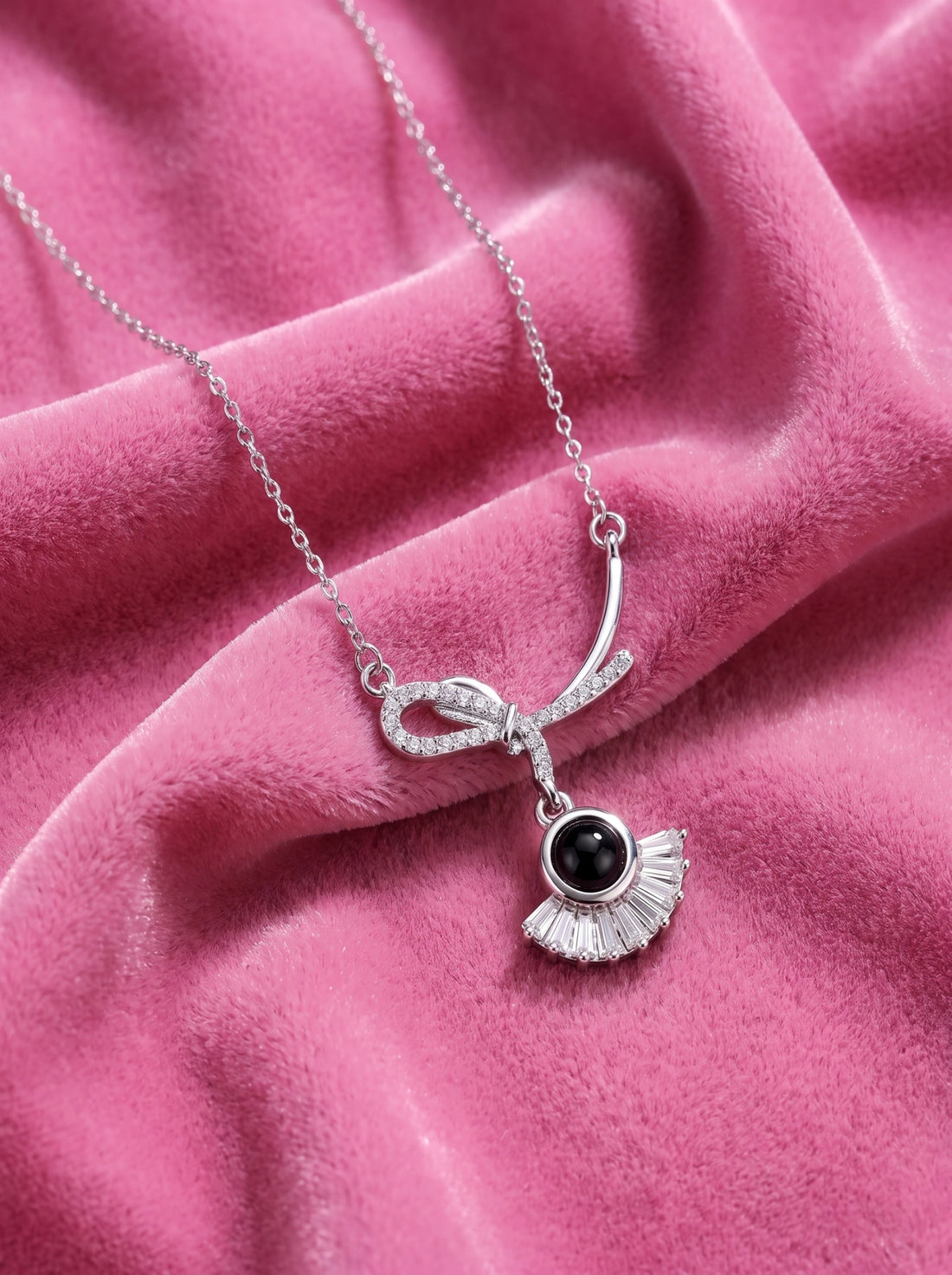 Infinity Bow Crystal Necklace for Women | Available in Silver, Blue & Black | Elegant Pendant Necklace | Gift for Her | EveStone