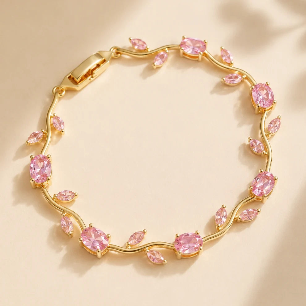 Tulip Crystal Bracelet | Floral Bracelet Available in Pink, Blue, Green, White & Multicolor